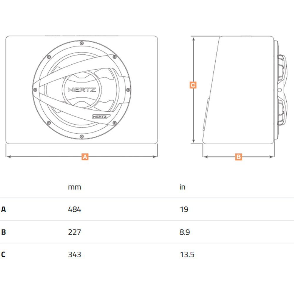Caisson de basses pour voiture Hertz DBX 30.3 - 300 mm 1 000 W, livré en boîte